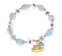 Shurhome Bracelet élégant en cristal avec perles naturelles, brille dans le noir, bracelet confort idéal pour la soirée en sortie, pour différentes occasions, poignet décontracté pour femme