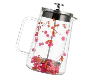 Shurhome Cafetière à double paroi isolée French Pressing 650 ml, résistante à la chaleur et thermo-isolante, pour French Pressing Maker avec fleurs séchées