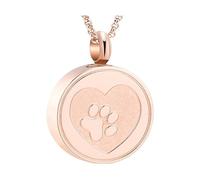 Shurhome Collier commémoratif en acier inoxydable pour animaux de compagnie, médaillons de crémation avec empreinte de patte, pendentif, cendres, fourrure, pour chiens, chats, pertes, souvenirs