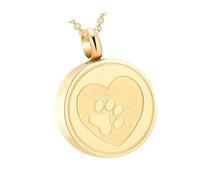 Shurhome Collier commémoratif en acier inoxydable pour animaux de compagnie, médaillons de crémation avec empreinte de patte, pendentif, cendres, fourrure, pour chiens, chats, pertes, souvenirs