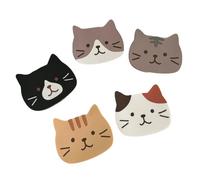 Shurhome Coussinets en silicone pour tasses | Lot de 5 tapis de tasse avec visage de chat et relief 9,7 x 8,3 cm pour la table de la maison
