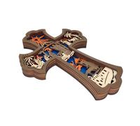 Shurhome Croix de crèche, décoration d'histoires de Noël, décorations de scène en bois pour sapin de Noël, sainte famille, cadeau, croix de scène en bois