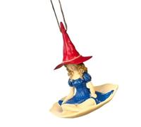 Shurhome Décoration de mangeoire à oiseaux à suspendre pour le jardin | Mangeoire avec figurine de sorcière en résine avec plateau et boucle de corde prête pour la présentation de la cour