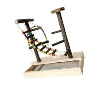 Shurhome Échelle d'escalade suspendue multicolore en bois - Balançoire de pont colorée pour oiseaux, perroquets, perruches, calopsittes, perruches, perruches, accessoires pour oiseaux
