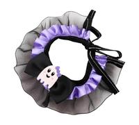 Shurhome Ghost1 Bow Écharpe pour chat et chien Taille L | Foulard pour chien en tissu doux - Accessoire de coiffure pour Halloween