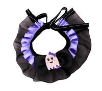 Shurhome Ghost1 Bow Écharpe pour chat et chien Taille S | Foulard pour chien en tissu doux - Accessoire de coiffure pour Halloween