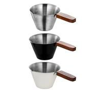 Shurhome Lot de 3 tasses doseuses à expresso en acier inoxydable avec manche en bois et marquage précis du volume, convient pour les amateurs de café, accessoires de café