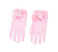 Shurhome Moufles élégantes pour filles, perles en dentelle, gants en filet de pêche avec décoration de nœud pour embellir les tenues de mariage et de fête, gants pour enfants, a, taille unique
