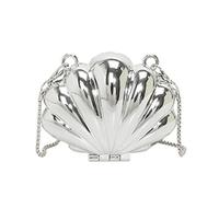 Shurhome Petit sac rigide pratique en acrylique avec sangle de chaîne de perles, sac de soirée, idéal pour les trajets quotidiens et l'utilisation au travail, Argent (Silver), version B