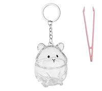 Shurhome Porte-clés commémoratif en peau de hamster transparent, compact, résistant à la poussière, en plastique, pour souvenir émotionnel, porte-clés souvenir de poils de hamster
