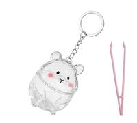 Shurhome Porte-clés commémoratif en peau de hamster transparent, compact, résistant à la poussière, en plastique, pour souvenir émotionnel, porte-clés souvenir de poils de hamster