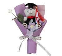 Shurzzesj Arrangements floraux artificiels, bouquets de fleurs faits à la main au crochet, obtention du diplôme fait à la main, arrangement floral longue durée avec bouquet en peluche tressé pour