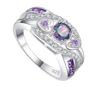 Shurzzesj Bagues en argent 925 qui ne ternissent pas - Bagues de promesse exquises | Bagues en forme de cœur pour femme, famille, engagement, fiançailles, 7, se référer à la , Unisexe