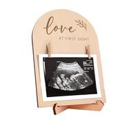 Shurzzesj Cadre photo à ultrasons, cadre d'échographie pour,Cadres de sonogrammes double face en bois Panneau de cadre photo - Cadre moderne pour annonce de grossesse,