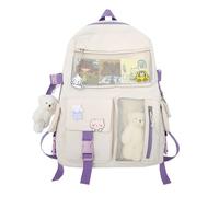 Shurzzesj Ensemble de sacs à dos, sac à dos mignon, sac d'école pour filles sac à dos pour fille japonaise haute capacité, multiples poches pour ours Sacs d'école anime pour, Blanc, riferimento