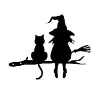 Shurzzesj Panneau de jardin pour sorcière et chat, piquet pour sorcière et chat - Décorations d'Halloween avec chat noir | Panneaux de jardin en métal imperméables, jardin effrayant