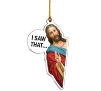 Shurzzesj Pendentif humoristique en acrylique 2D avec inscription « I Saw That Jesus » pour voiture de vue arrière, décoration d'arbre de Noël, cadeau pour vue arrière de voiture, sac à dos,