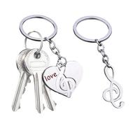 Shurzzesj Porte-clés couple note musicale, porte-clés couple note musicale | porte-clés avec symboles musicaux - porte-clés pour bijoux avec note musicale Porte-clés en métal pour mari et, argent
