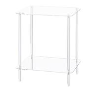 Shurzzesj Table basse en acrylique, Table basse transparente | Table de chevet transparente Design moderne | Table de chevet carrée 2 niveaux et décoration de table latérale pour salle de bain