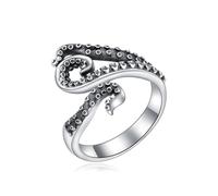 Shusukue Bague ouverte en argent sterling 925 avec orque/épaulard/requin/raie manta réglable pour les amoureux des animaux, cadeau océanique pour amie/fille/mère, taille 7, 7, Argent sterling, Pas de