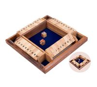 Shut The Box 4 Joueurs en Bois - Jeu de Société Traditionnel avec Dés - Jeu de Famille Éducatif - Calcul Mental - Dès 6 Ans