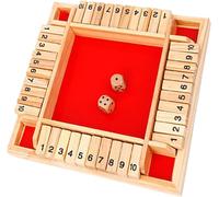 Shut The Box 4 Joueurs,Fermez La Boîte Jeu De Flop À Quatre Faces,Jeu En Bois Boîte Fermée,Boite De Jeux De Société En Bois Éducatif,Avec 2 Dés (Rouge)