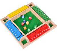 Shut The Box 4 Joueurs -Jeu de société en Bois Classique-Jeu de dés-Jeu de Rassemblement de la Famille-Jouet de Voyage-Convient à la Formation en logique mathématique pour Enfants(Coloré)