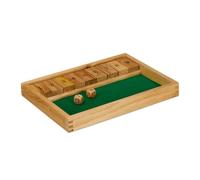 Shut the Box 9 - jeu en bois avec 2 dés et plateau de lancer vert, 2+ joueurs