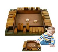 Shut The Box de dés en bois pour 2 à 4 joueurs Table Math Board | Le bois dur naturel et la surface en feutre doux favorisent les compétences mathématiques chez les adultes et les adolescents