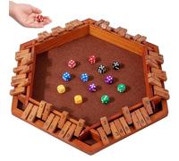 Shut The Box Game Jeu de 6 jeux de table en bois, jeu de dice classique, jeu de voyage, jeu de mathématiques traditionnelles, pub traditionnel, jeux de dice, fêtes familiales, jeux amusants (marron)