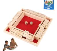 Shut The Box Game Wooden - Portable Family Board Game with Dice, Enhances Math Skills and Strategy, Perfect for Home, Classroom, Or Party Entertainment (Red)
