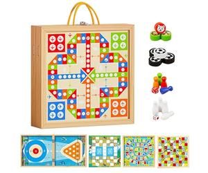 Shut the Box Game - Wooden Shut the Box Dice Game avec 12 numéros | Amis de bord immersifs | Ludo classique inclus pour le double plaisir dans les soirées et les soirées gammes