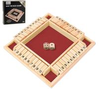 Shut The Box Jeu de 4 Joueurs Shut The Box Wooden Table Game, Jeu de société en Bois pour activités de Plein air, KTV, Voyages, fêtes (Rouge)