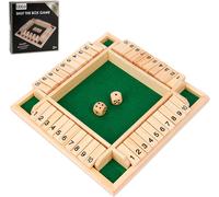 Shut The Box Jeu de 4 Joueurs Shut The Box Wooden Table Game, Jeu de société en Bois pour activités de Plein air, KTV, Voyages, fêtes (Vert)