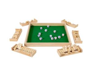 Shut the Box - Jeu de dés familiaux en bois - Jeu interactif pour activités de groupe, défi de compétition multijoueur, jeu de société traditionnel, divertissement de vacances pour les excursions et