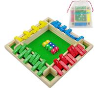 Shut The Box Jeu De Société En Bois, Classique-Jeu De Dés-Jeu De Rassemblement De La Famille Jouet De Voyage Pour 2-4 Joueurs Avec Sac De Stockage Formation En Logique Cadeau Pour Enfants -M[Z528]