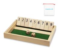 Shut The Box Jeu de Société en Bois, Classique, Jeu de Dés, Jouet de Voyage | Jeu de Rassemblement de la Famille Convient avec Sac de Stockage Formation en Logique Mathématique Cadeau pour Enfants 3 4 5