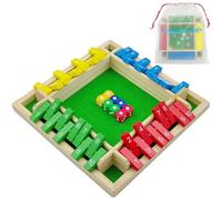 Shut The Box Jeu de Société en Bois, Classique-Jeu de Dés pour 2-4 Joueurs | Jeu de Rassemblement de la Famille Jouet de Voyage avec Sac de Stockage Formation en Logique Cadeau pour Enfants -Multicolore