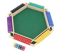 Shut The Box, Jeu de Table avec 12 Dés, 6 Joueurs en Bois à Faces Colorées