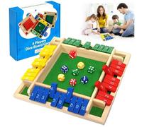 Shut The Box Jeux en Bois, Dés de Jeux Bois pour 4 Joueurs Jeu de Nombres Mathématiques Famille Pub Bar Jouet de Plateau de Dés Classique pour Maison Fête Adultes Enfants