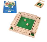 Shut The Box-Wooden Dice Board Game, Four-Sided Flip Card Game Toys, for 2-4 Players, Wooden Math Game with 8 Dice, Enhances Math & Strategic Thinking Skills, for Classroom, Home, Party Or Bar (B)