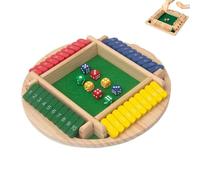 Shut The Box-Wooden Dice Board Game, Four-Sided Flip Card Game Toys, for 2-4 Players, Wooden Math Game with 8 Dice, Enhances Math & Strategic Thinking Skills, for Classroom, Home, Party Or Bar (F)