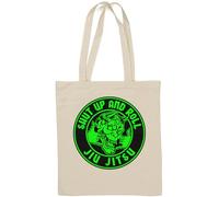 Shut Up and Roll Sac fourre-tout en coton naturel Jiu Jitsu brésilien Blanc