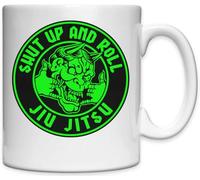 Shut Up and Roll Tasse en céramique blanche Jiu Jitsu brésilien Art démon