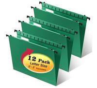 SHUTEX Lot de 12 dossiers suspendus en plastique renforcé, capacité supplémentaire, extension de 5,1 cm, dossier d'armoire de classement, format lettre, fond extensible, pour dossiers en vrac,