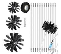 SHUTEX Lot de 17 brosses de cheminée, 3 tailles de balayette | (200 mm, 150 mm, 100 mm) Brosse de tuyau de poêle en nylon avec 12 tiges flexibles de 410 mm, balai de cheminée pour cheminée