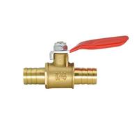 Shutoff Ball Valve 6mm 8mm 10mm Brass Water Oil Air Gas Fuel Line Pipe Fittings Red Handle small Valve Hose Barb Inline 2pcs(10mm)
