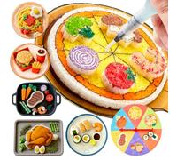 Shuttle Art 104 Pcs Kit de Peinture à Texture Magique Série Nourriture : 34 PCS Alimentaires en Mousse, Assiettes, Couverts, 12 Feutres Acryliques, Effet 3D Magique - Activité DIY Artistique