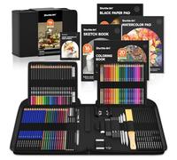 Shuttle Art 116 PCS Kit Crayon Dessin Professionnel Set de Dessin Complet | avec Crayons de Couleur,Crayons Aquarelles,Graphite,Fusain,Carnets de Croquis, Malette Dessin pour Artiste, Débutant, Adulte