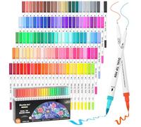 Shuttle Art 120 Feutres Coloriage Adulte, Feutre Double Pointe Fine & Pinceau avec Livre de Coloriage, Feutre Aquarelle Enfant Artistes, Aquamarker pour Coloriage,Calligraphie,Lettrage,Journal